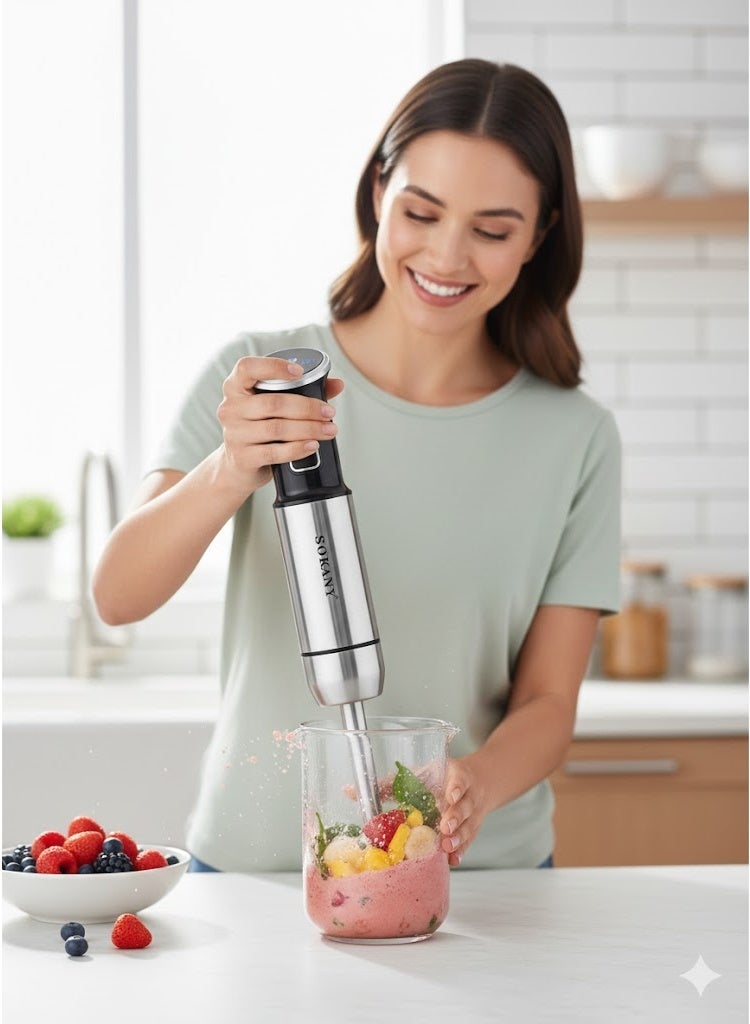 sokany SK-1729 Stainless Steel Hand Blender 800 Watt Food Hand Blender Digital - Image 3